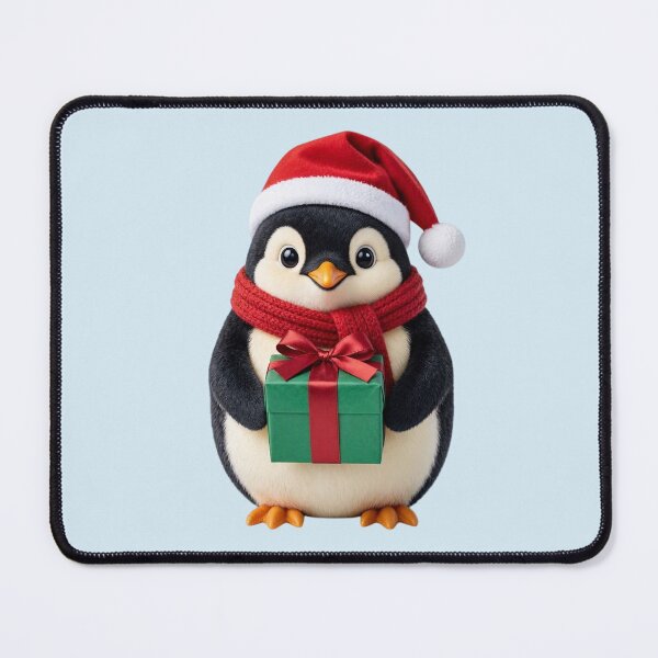 Item preview, Cute Christmas Penguin with Gift, Santa Hat and Red Scarf designed and sold by SweetLilith.