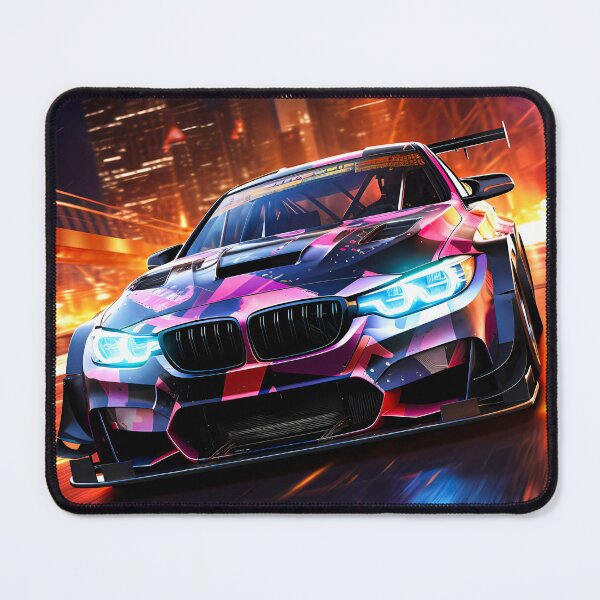 Item preview, Neon Racing Car Speeding Through Futuristic City designed and sold by RevUpDesign.