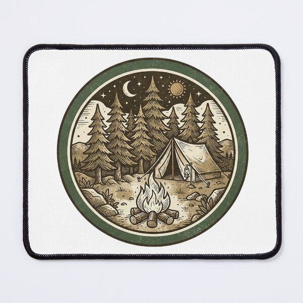 Item preview, Vintage Camping Scene - Tent, Campfire & Forest Night designed and sold by The Red Lime.