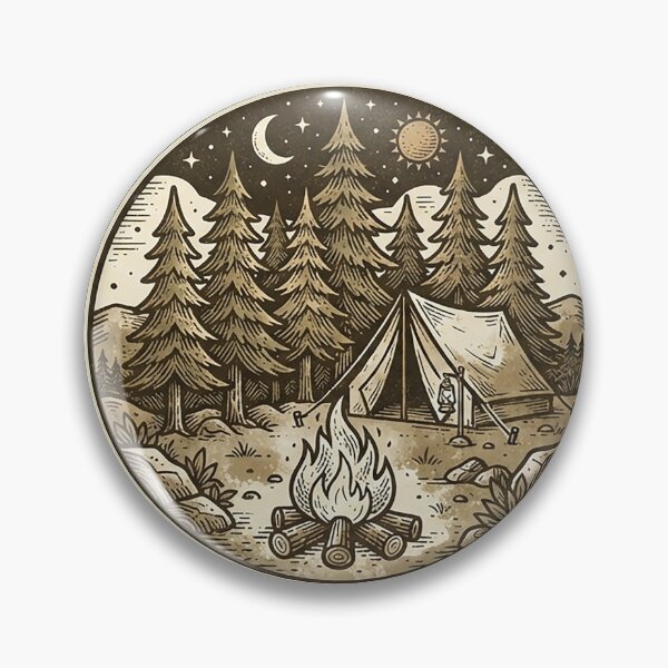 Item preview, Vintage Camping Scene - Tent, Campfire & Forest Night designed and sold by The Red Lime.
