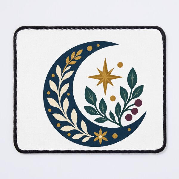 Item preview, Folk Art Crescent Moon with Leaves and Star designed and sold by H. Doucette Studio.