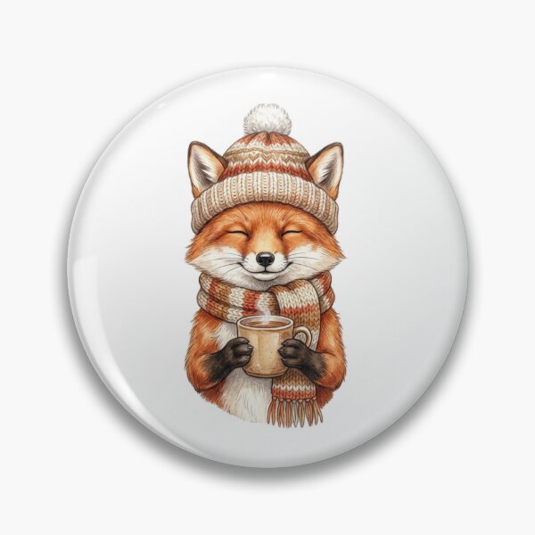 Item preview, Cozy Fox Drinking Coffee in a Winter Hat and Scarf – Cute Woodland Animal designed and sold by SOUFIANE1991.