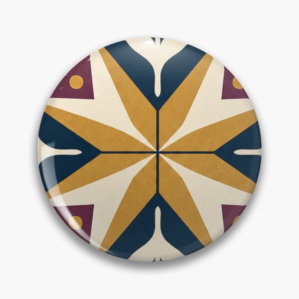 Item preview, Folk Art Eight Point Star in Navy and Gold designed and sold by H. Doucette Studio.
