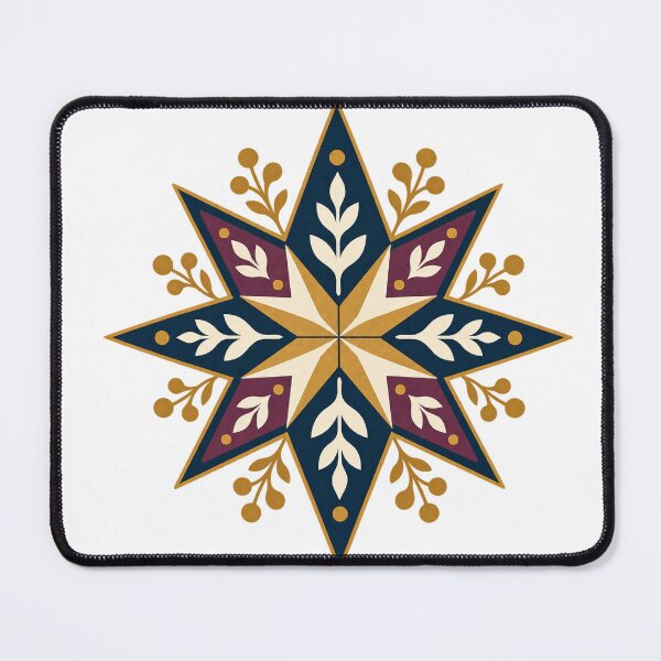 Item preview, Folk Art Eight Point Star in Navy and Gold designed and sold by H. Doucette Studio.
