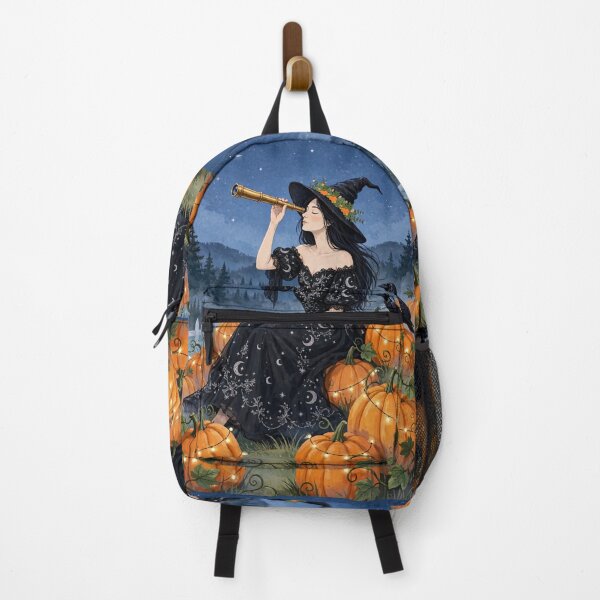 Item preview, The Witch and Her Raven Watching the Stars on a Magical Night. designed and sold by DibujandoPorfa.