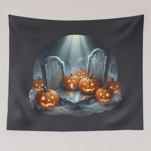 Item preview, Spooky Halloween Pumpkins in a Haunted Graveyard designed and sold by SideKickCreates.