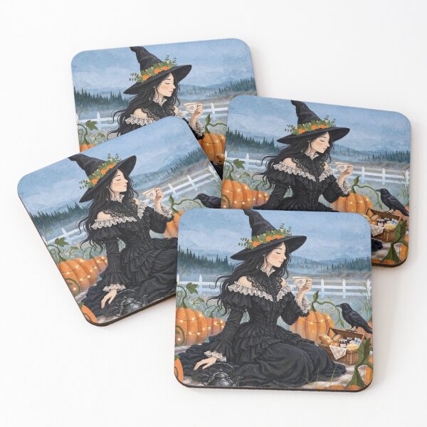 Item preview,  The Witch and Her Raven Having a Midnight Picnic Under the Stars. designed and sold by DibujandoPorfa.