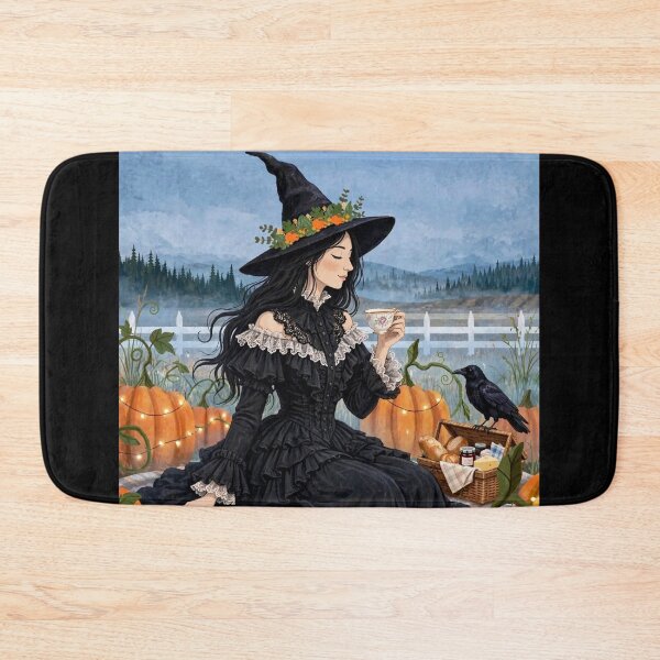 Item preview,  The Witch and Her Raven Having a Midnight Picnic Under the Stars. designed and sold by DibujandoPorfa.