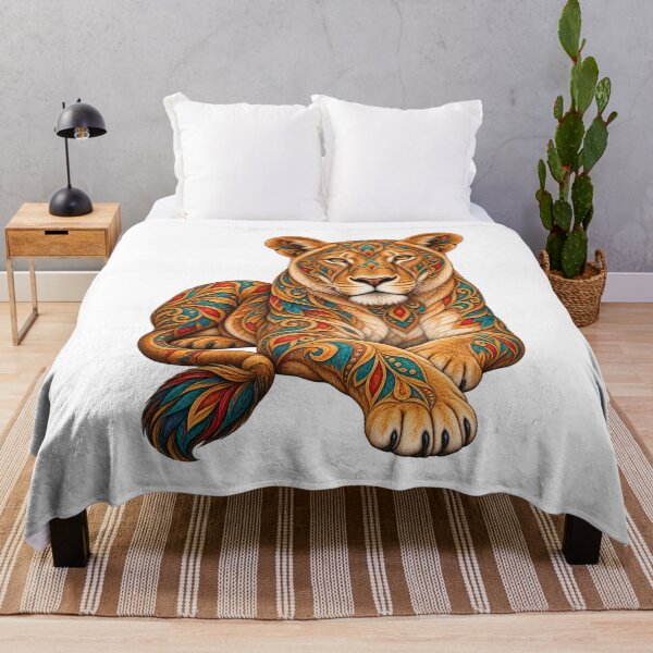 Item preview, Colorful Bohemian Resting Lioness — Quiet Strength designed and sold by PeanutGalSean.