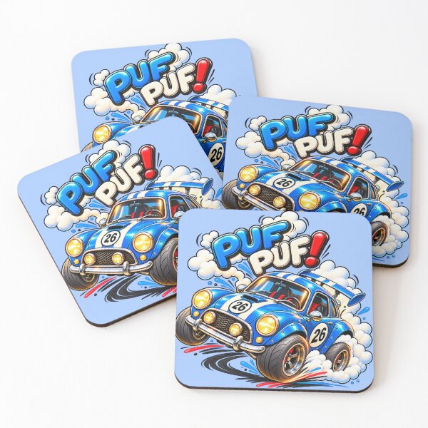 Item preview, Funny Blue Rally Car Cartoon – Puf Puf! designed and sold by PrintGo26.