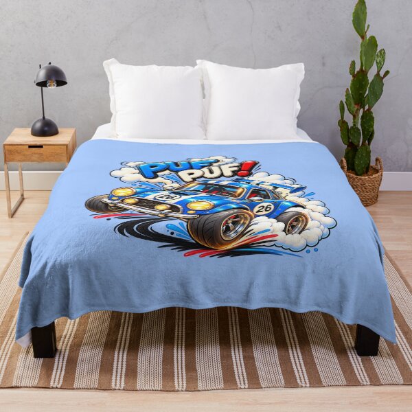 Item preview, Funny Blue Rally Car Cartoon – Puf Puf! designed and sold by PrintGo26.