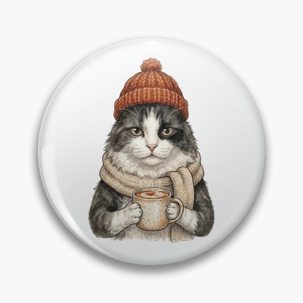 Item preview,  Cozy Cat Drinking Coffee in a Winter Hat and Scarf   designed and sold by SOUFIANE1991.