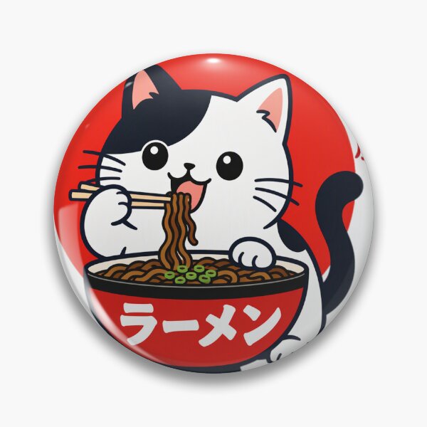Item preview, Black Cat Eating Ramen Bowl designed and sold by DariaDoodleArt.