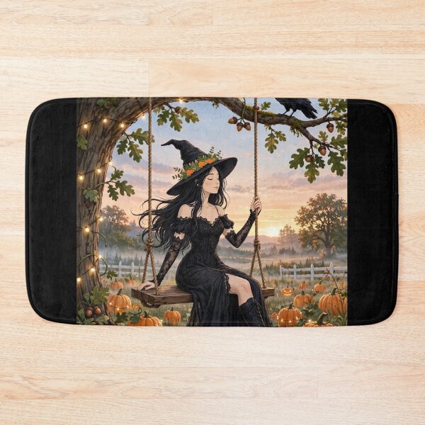 Item preview, The Witch and Her Raven Swinging Together at Sunset. designed and sold by DibujandoPorfa.