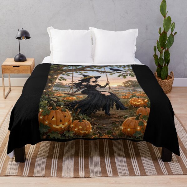 Item preview, The Witch and Her Raven Swinging Together at Sunset. designed and sold by DibujandoPorfa.