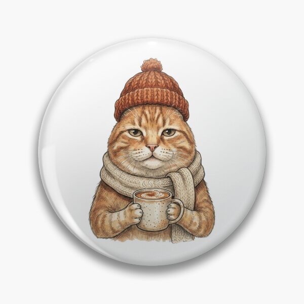 Item preview, Cozy Cat Drinking Coffee in a Winter Hat and Scarf   designed and sold by SOUFIANE1991.