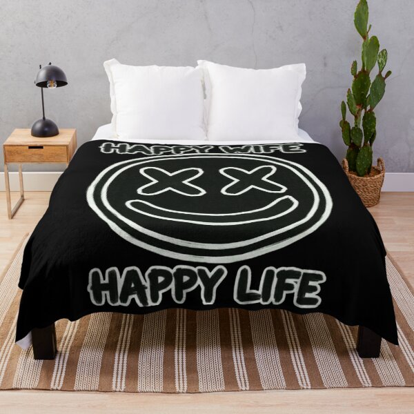Item preview, Happy Wife Happy Life Streetwear Smiley Face Outline Graphic designed and sold by Scribe2Vibe.