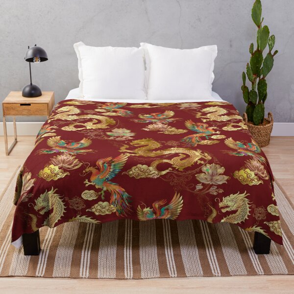Item preview, Golden Dragon & Japanese Floral Pattern designed and sold by The Design Asset Station.