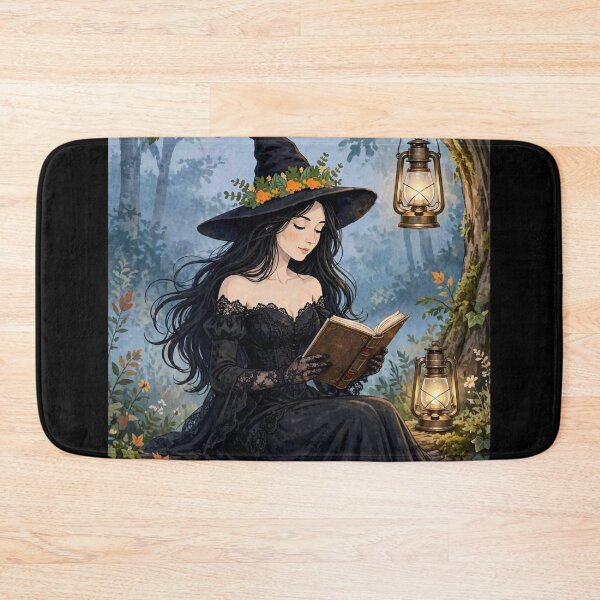 Item preview, The Witch and Her Raven Reading in the Moonlit Forest. designed and sold by DibujandoPorfa.