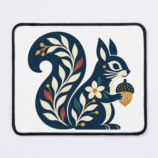 Item preview, Navy Folk Art Squirrel with Acorn designed and sold by H. Doucette Studio.