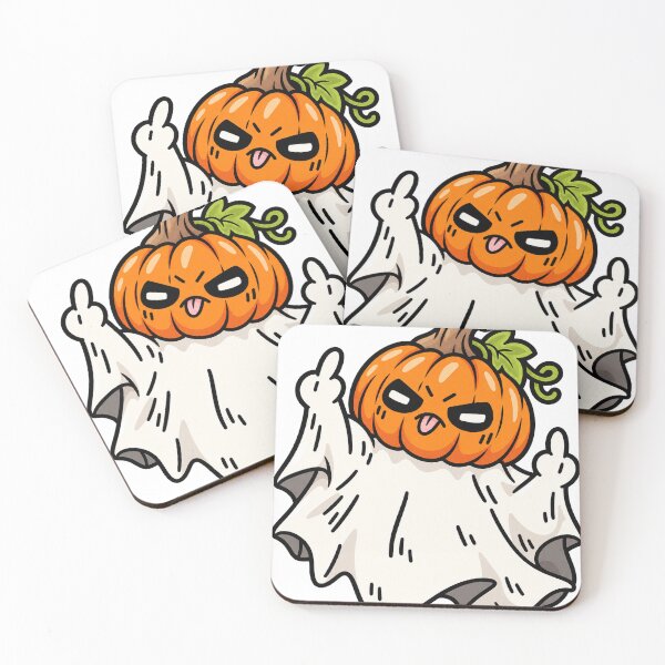 Item preview, Sassy Pumpkin Ghost Middle Fingers Funny Halloween T-Shirt Design designed and sold by KIDEnia.