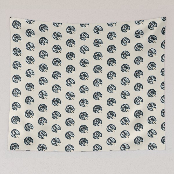 Item preview, Navy Folk Art Hedgehog with Wildflower designed and sold by H. Doucette Studio.