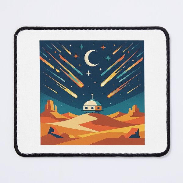 Item preview, Retro Space Pod - Desert Meteor Shower & Sci-Fi Art designed and sold by The Red Lime.