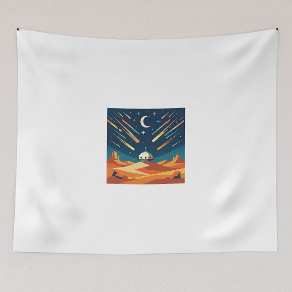 Item preview, Retro Space Pod - Desert Meteor Shower & Sci-Fi Art designed and sold by The Red Lime.