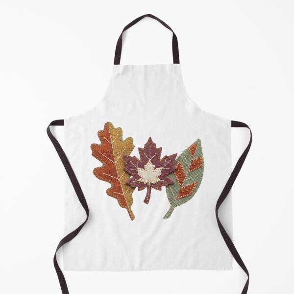 Item preview, Embroidered Autumn Leaves Trio Stitched Fabric Fall Foliage designed and sold by abdelski.