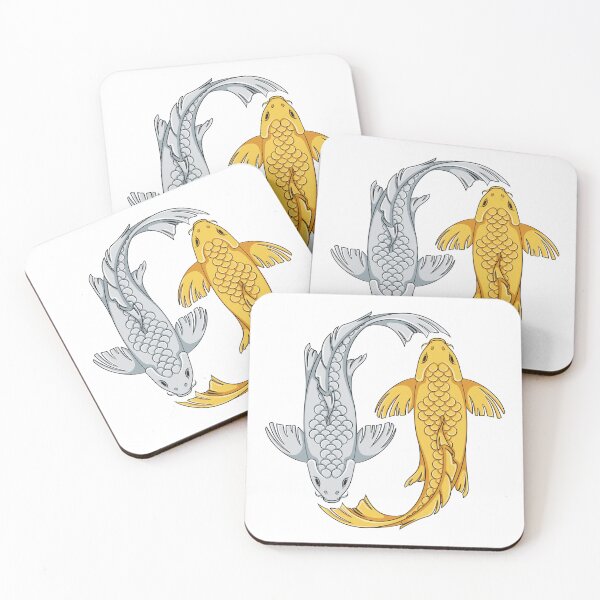 Item preview, Illustration with gold and silver colored koi carp fish designed and sold by RizikCat.
