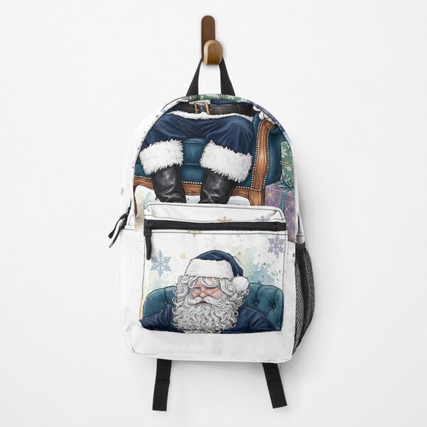 Item preview, Navy Blue Santa Claus Sitting in Armchair with Gifts - Watercolor Christmas Santa with Snowflakes designed and sold by Deepsleepstudio.