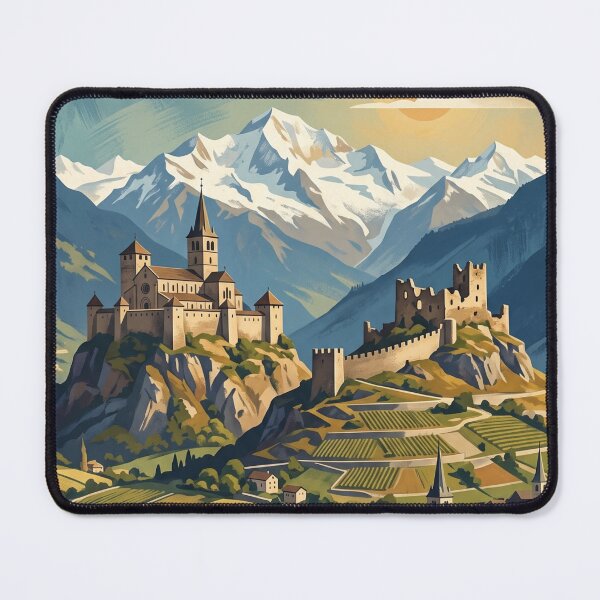 Item preview, Sion Switzerland - Vintage Castles and Alps designed and sold by Bomax121.