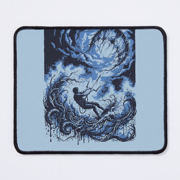 Item preview, Kitesurfing Dark Storm Ocean Waves Tentacles Blue Ink Kitesurfer Graphic designed and sold by KiwiRider.