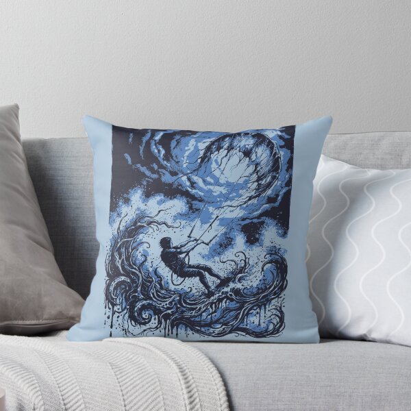 Item preview, Kitesurfing Dark Storm Ocean Waves Tentacles Blue Ink Kitesurfer Graphic designed and sold by KiwiRider.