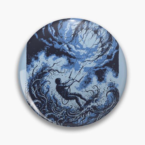 Item preview, Kitesurfing Dark Storm Ocean Waves Tentacles Blue Ink Kitesurfer Graphic designed and sold by KiwiRider.