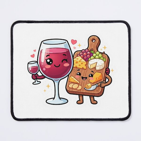 Item preview, Kawaii Wine And Cheese Board - Cute Foodie & Charcuterie designed and sold by The Red Lime.