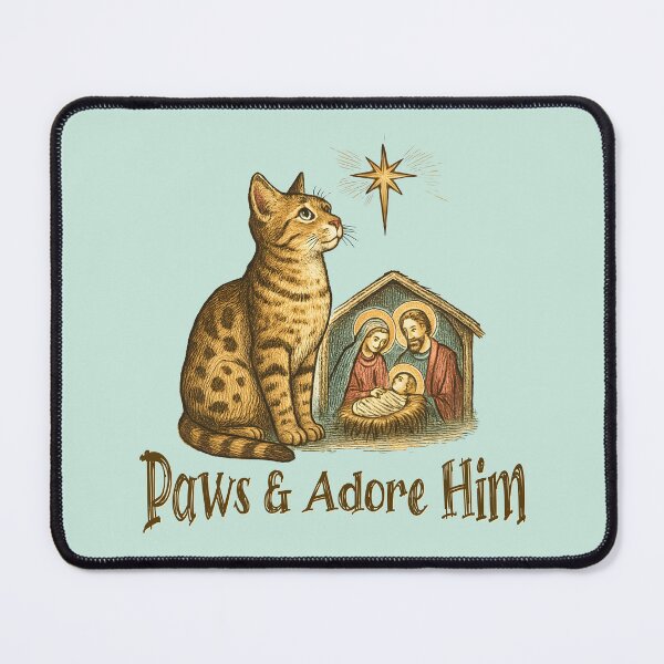 Item preview, Bengal Cat Christian Christmas Paws and Adore Him designed and sold by Sachie's Studio.