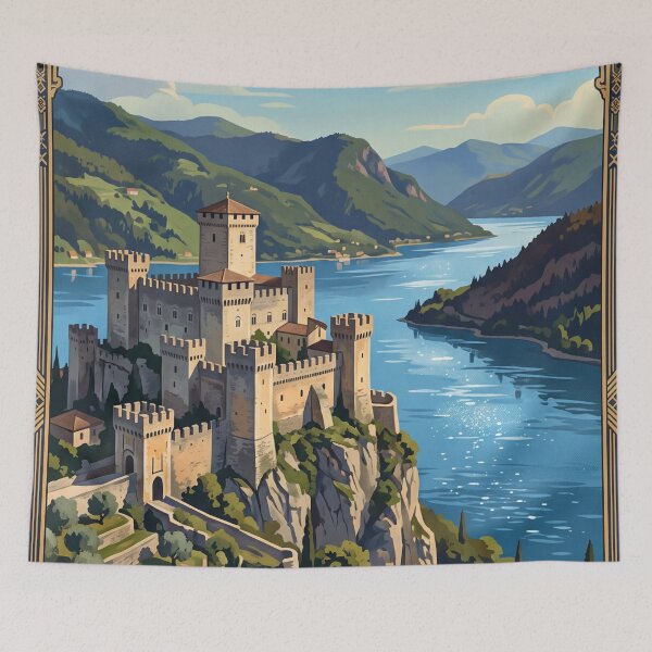 Item preview, Rocca di Angera Italy - Vintage Castle Landscape designed and sold by Bomax121.