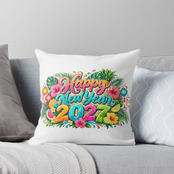 Item preview, Happy New Year 2027 Tropical Fruit Floral Colorful Design designed and sold by FuzionRaptor.