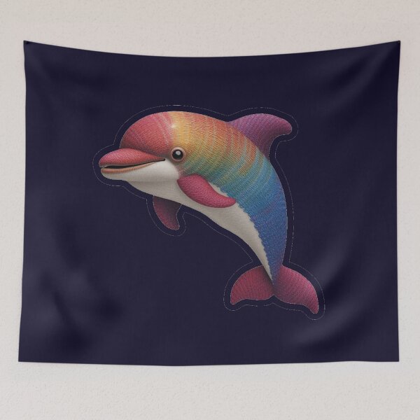 Item preview, Magical Rainbow Embroidery Dolphin Sticker designed and sold by MargaretPolanco.