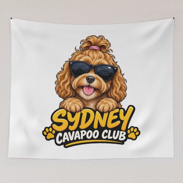 Item preview, Sydney Cavapoo Club – Cute Cavapoo Dog with Sunglasses, Funny Dog Lover Design designed and sold by LazyOwlStore.