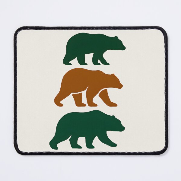 Item preview, Modern Minimalist Bear Trio - Forest Green and Warm Amber Silhouette Art designed and sold by VibeShift Studio.