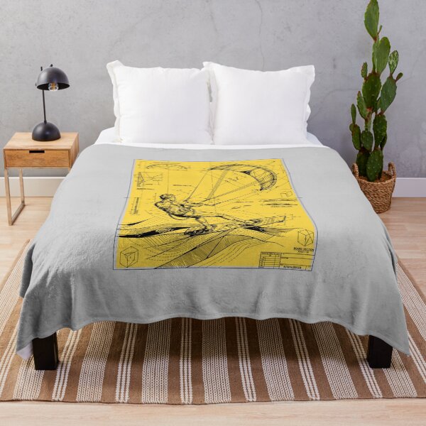 Item preview, Kitesurfing Blueprint Engineering Schematic Yellow Kitesurfer Graphic designed and sold by KiwiRider.