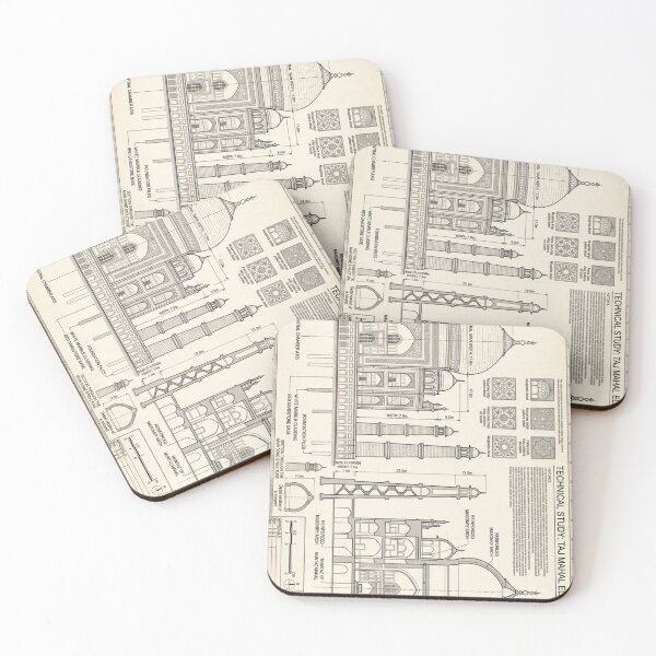 Item preview, Architectural Blueprint Taj Mahal Technical Drawing Line Art designed and sold by hepopatterns.