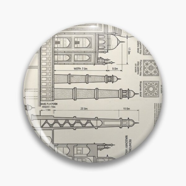 Item preview, Architectural Blueprint Taj Mahal Technical Drawing Line Art designed and sold by hepopatterns.