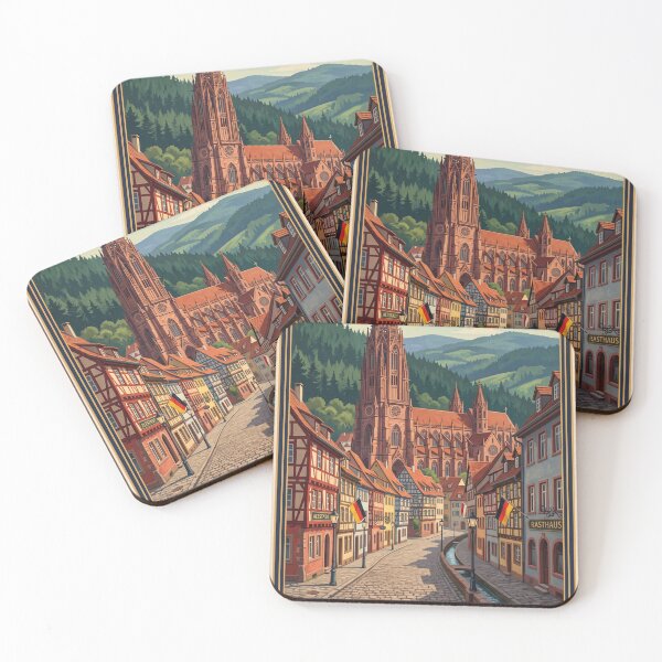 Item preview, Freiburg Germany - Vintage Cathedral and Old Town designed and sold by Bomax121.