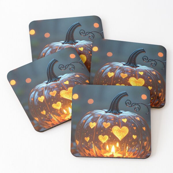 Item preview, Glowing Glass Pumpkin with Hearts — Magical Halloween Candle Aesthetic Art designed and sold by LYAN-STORE.