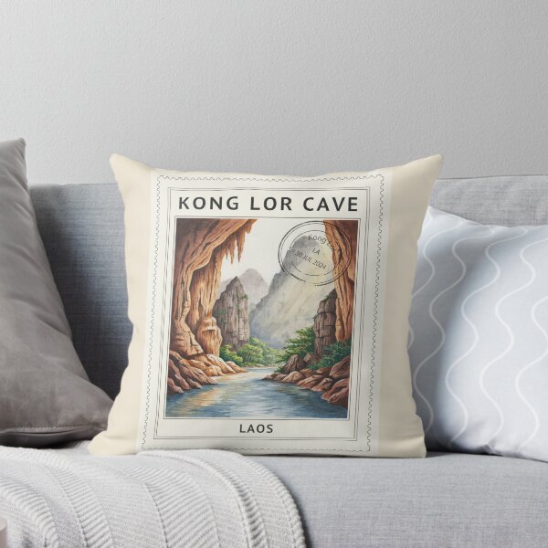 Item preview, Kong Lor Cave Laos Underground River Stamp Art designed and sold by stickercuffs.