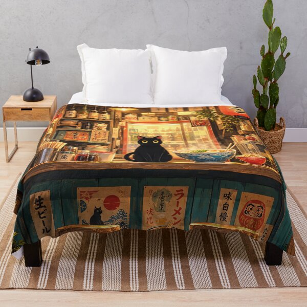 Item preview, Cozy Japanese Ramen Shop with Black Cat designed and sold by Curio Meridian.