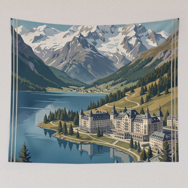 Item preview, St Moritz Switzerland - Vintage Alpine Lake View designed and sold by Bomax121.
